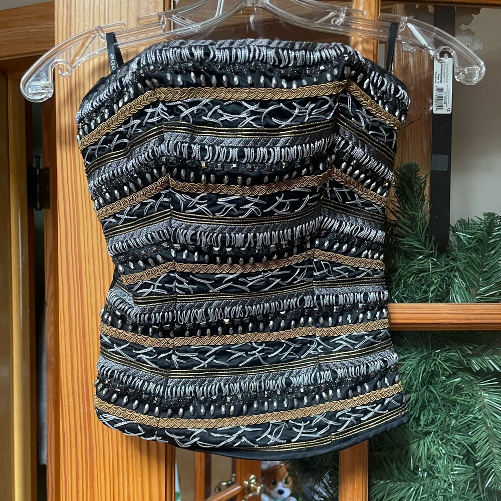XXS BEBE strapless beautifully embroidered top